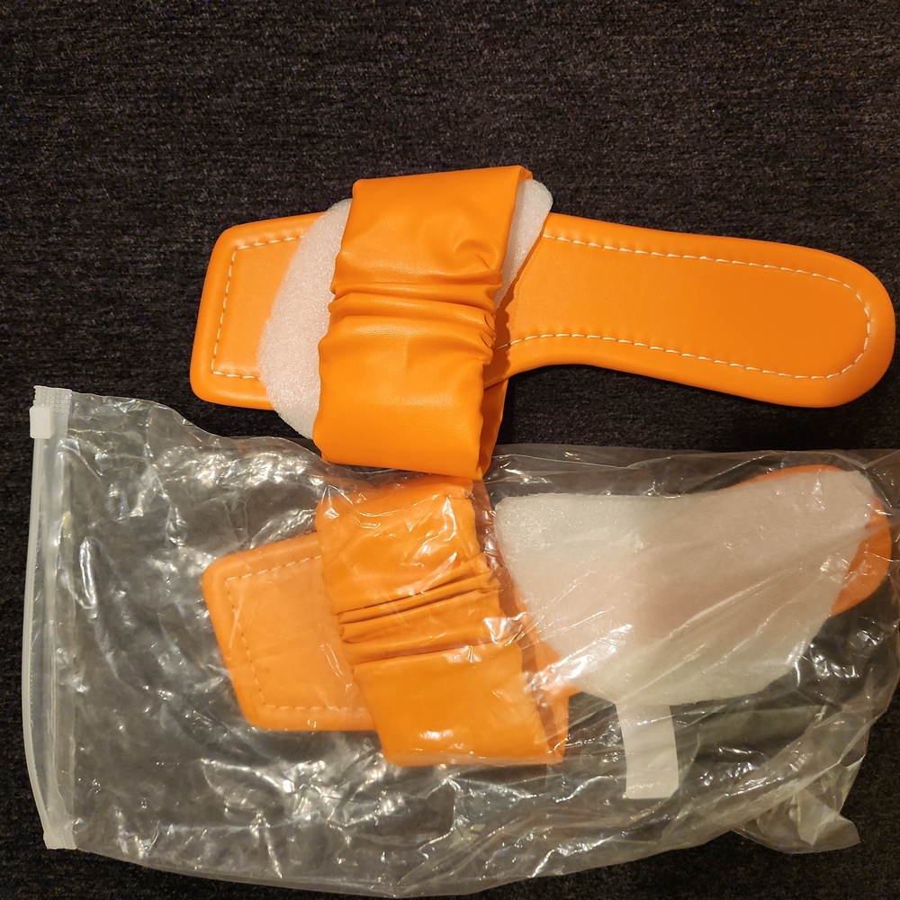 9 Orange Slide On Sandals
